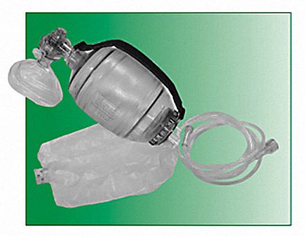 Resuscitator Infant Mask Bag Ambu Manual Resuscitator Bag Valved Mask With Oxygen Reservoir And O2 Tubing With Pressure Release Valve Latex Free Disposable Bag Volume 320ml, O2 Reservoir Volume 800ml (1/EA 6/CS) by MADA Medical Products, Inc.  ID 4025